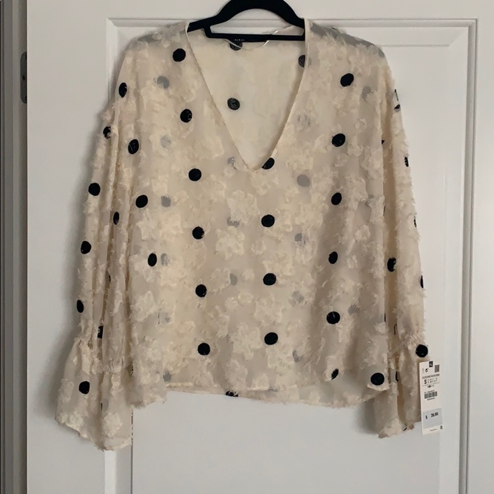 Polka Dot Frill Blouse